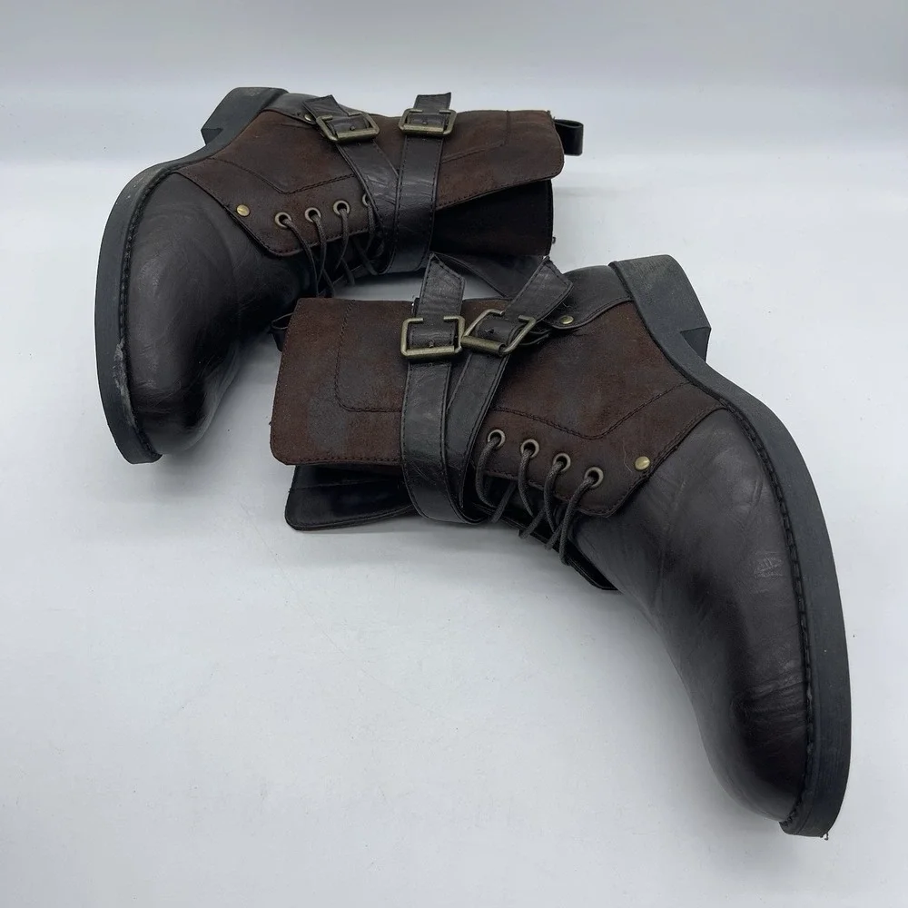 ARider Antonio-01 Men's Size 9.5 Moto Leather Boots Dark Brown Casual Shoes